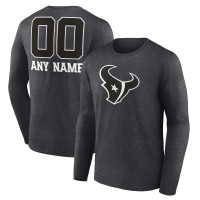 Футболка с длинным рукавом Houston Texans Charcoal Personalized Name & Number Monochrome
