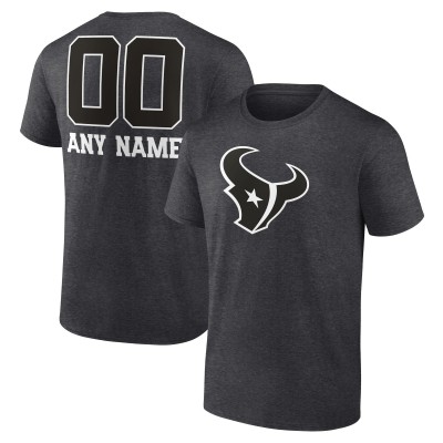 Футболка Houston Texans Charcoal Personalized Name & Number Monochrome