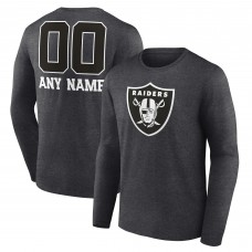Las Vegas Raiders Charcoal Personalized Name & Number Monochrome Long Sleeve T-Shirt Las Vegas Raiders Charcoal Personalized Name & Number Monochrome Long Sleeve T-Shirt