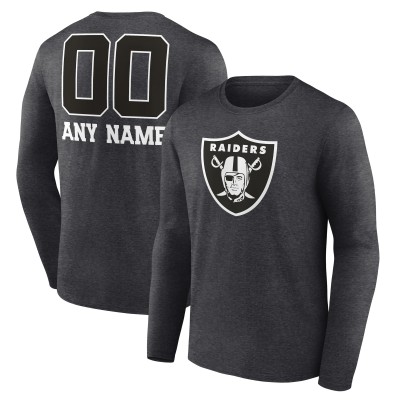 Las Vegas Raiders Charcoal Personalized Name & Number Monochrome Long Sleeve T-Shirt