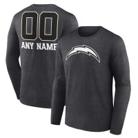 Los Angeles Chargers Charcoal Personalized Name & Number Monochrome Long Sleeve T-Shirt