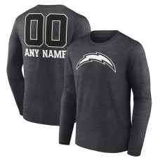 Los Angeles Chargers Charcoal Personalized Name & Number Monochrome Long Sleeve T-Shirt
