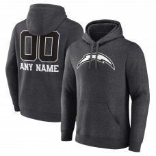 Los Angeles Chargers Charcoal Personalized Name & Number Monochrome Pullover Hoodie