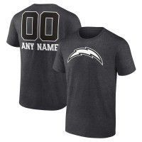 Los Angeles Chargers Charcoal Personalized Name & Number Monochrome T-Shirt