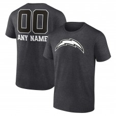Los Angeles Chargers Charcoal Personalized Name & Number Monochrome T-Shirt