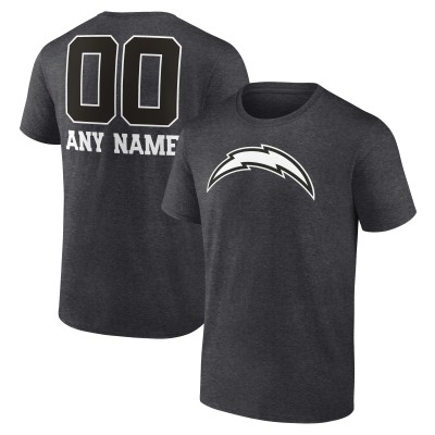 Los Angeles Chargers Charcoal Personalized Name & Number Monochrome T-Shirt