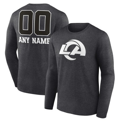 Los Angeles Rams Personalized Name & Number Monochrome Long Sleeve T-Shirt - Charcoal