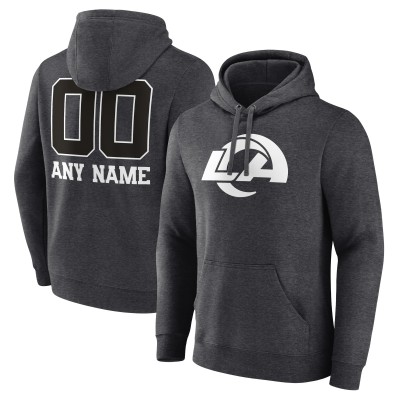 Los Angeles Rams Charcoal Personalized Name & Number Monochrome Pullover Hoodie