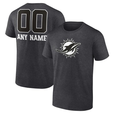 Футболка Miami Dolphins Charcoal Personalized Name & Number Monochrome