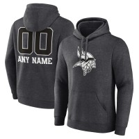 Minnesota Vikings Charcoal Personalized Name & Number Monochrome Pullover Hoodie