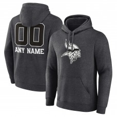 Minnesota Vikings Charcoal Personalized Name & Number Monochrome Pullover Hoodie