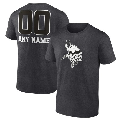 Minnesota Vikings Charcoal Personalized Name & Number Monochrome T-Shirt
