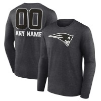 New England Patriots Charcoal Personalized Name & Number Monochrome Long Sleeve T-Shirt