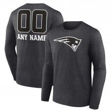 New England Patriots Charcoal Personalized Name & Number Monochrome Long Sleeve T-Shirt