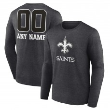 именная футболка с длинным рукавом New Orleans Saints Charcoal Monochrome