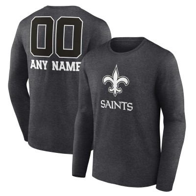 именная футболка с длинным рукавом New Orleans Saints Charcoal Monochrome
