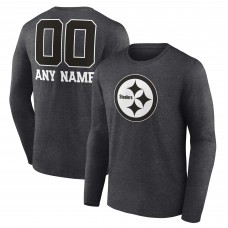 Pittsburgh Steelers Charcoal Personalized Name & Number Monochrome Long Sleeve T-Shirt