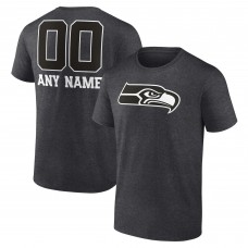 Seattle Seahawks Charcoal Personalized Name & Number Monochrome T-Shirt