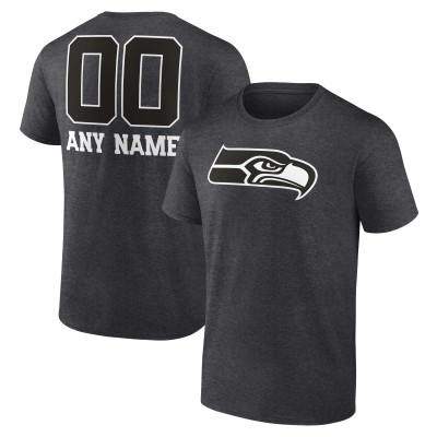 Seattle Seahawks Charcoal Personalized Name & Number Monochrome T-Shirt