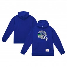 Seattle Seahawks Mitchell & Ness College Navy Helmet Logo Vintage Pullover Hoodie