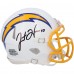 Justin Herbert Los Angeles Chargers Autographed Fanatics Authentic White/Royal Color Rush Riddell Speed Mini Helmet - Signed in Black