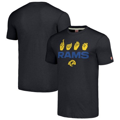 Los Angeles Rams Homage Unisex The NFL ASL Collection by Love Sign American Sign Language T-Shirt - Charcoal