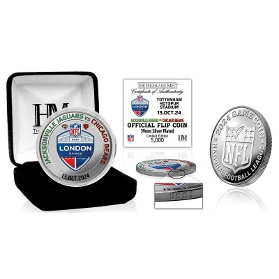 Jacksonville Jaguars vs. Chicago Bears Highland Mint 2024 NFL London Games 39mm Silver Plated Coin