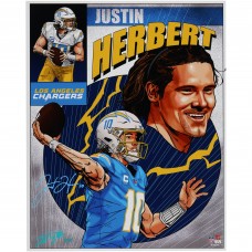 Justin Herbert Los Angeles Chargers Autographed Fanatics Authentic 16 x 20 Photo Print - Art by Brian Kong - Limited Edition of 50