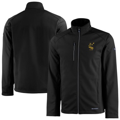Pittsburgh Steelers Cutter & Buck Black Evoke Eco Softshell Recycled Full-Zip Jacket