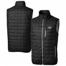 Green Bay Packers Cutter & Buck Black Rainier PrimaLoft Eco Insulated Full-Zip Puffer Vest