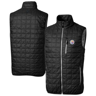 Pittsburgh Steelers Cutter & Buck Black Rainier PrimaLoft Eco Insulated Full-Zip Puffer Vest
