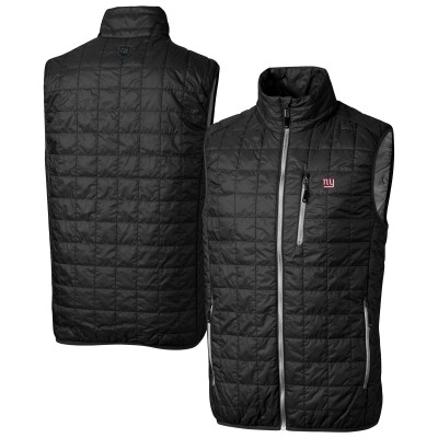 New York Giants Cutter & Buck Black Rainier PrimaLoft Eco Insulated Full-Zip Puffer Vest