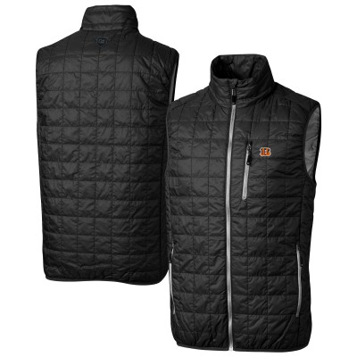 Cincinnati Bengals Cutter & Buck Black Rainier PrimaLoft Eco Insulated Full-Zip Puffer Vest