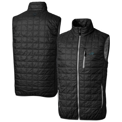 Жилетка Carolina Panthers Cutter & Buck Black Rainier PrimaLoft Eco Insulated Full-Zip Puffer
