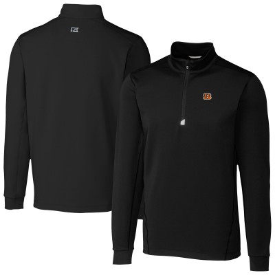 Cincinnati Bengals Cutter & Buck Black Traverse Stretch Quarter-Zip Top