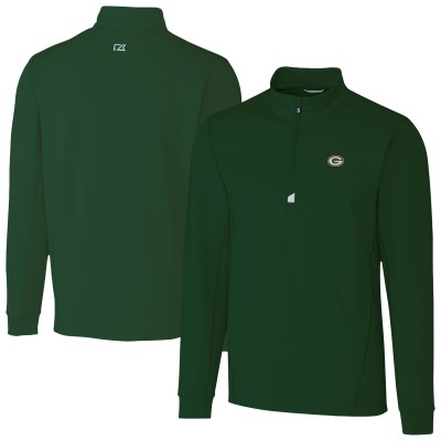 Green Bay Packers Cutter & Buck Hunter Green Traverse Stretch Quarter-Zip Top