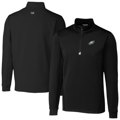 Philadelphia Eagles Cutter & Buck Traverse Stretch Quarter-Zip Top - Black