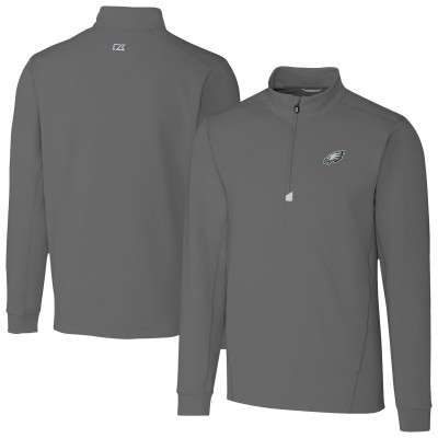 Philadelphia Eagles Cutter & Buck Traverse Stretch Quarter-Zip Top - Gray