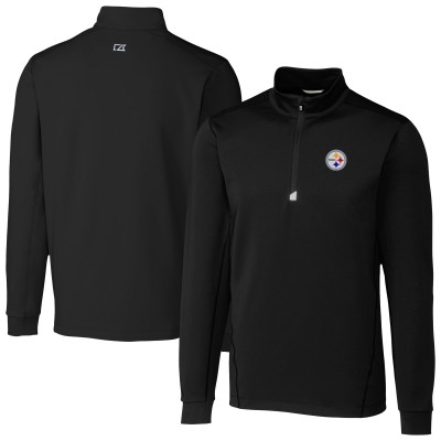 Pittsburgh Steelers Cutter & Buck Black Traverse Stretch Quarter-Zip Top