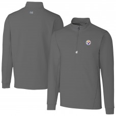 Pittsburgh Steelers Cutter & Buck Gray Traverse Stretch Quarter-Zip Top