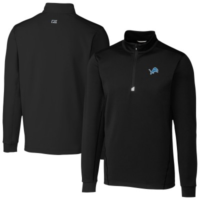 Detroit Lions Cutter & Buck Traverse Stretch Quarter-Zip Top - Black