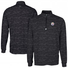 Pittsburgh Steelers Cutter & Buck Black Traverse Camo Print Stretch Quarter-Zip Top