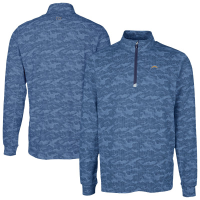 Los Angeles Chargers Cutter & Buck Navy Traverse Camo Print Stretch Quarter-Zip Top