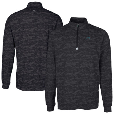 Пуловер Carolina Panthers Cutter & Buck Black Traverse Camo Print Stretch
