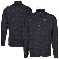 Indianapolis Colts Cutter & Buck Black Traverse Camo Print Stretch Quarter-Zip Top