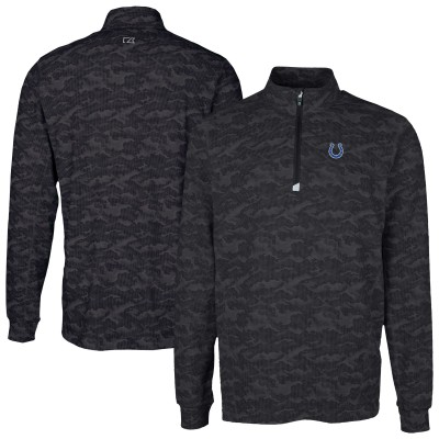 Indianapolis Colts Cutter & Buck Black Traverse Camo Print Stretch Quarter-Zip Top