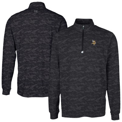 Minnesota Vikings Cutter & Buck   Traverse Camo Print Stretch Quarter-Zip Top - Black