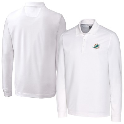 Miami Dolphins Cutter & Buck White Advantage Eco Pique DryTec Tri-Blend Polo