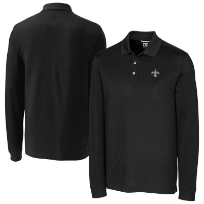 Поло с длинным рукавом New Orleans Saints Cutter & Buck Black Advantage Eco Pique DryTec Tri-Blend