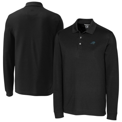 Carolina Panthers Cutter & Buck Black Advantage Eco Pique DryTec Tri-Blend Polo